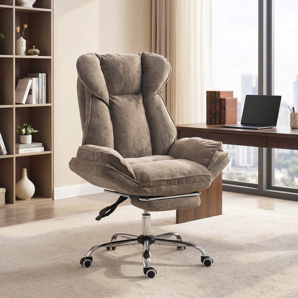 Fauteuil de bureau inclinable avec repose-pieds, brun