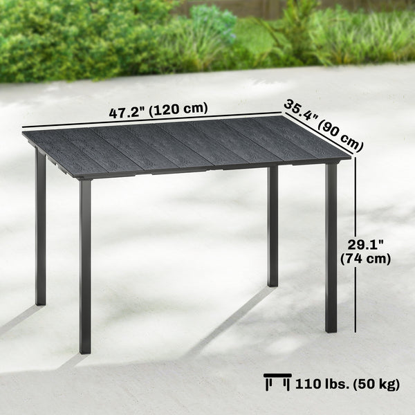 4-person garden table with HDPE top and metal frame,