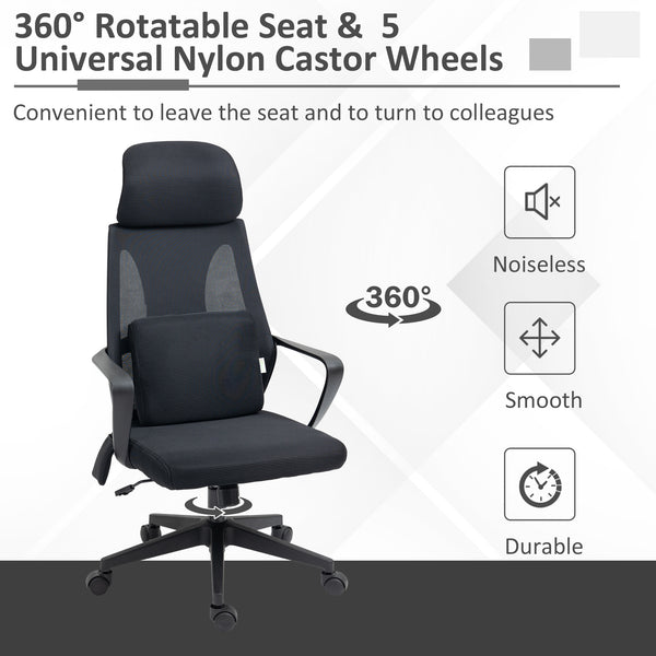 High-back office chair with lumbar massage cushion
