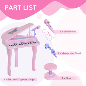 37 Keys Mini Musical Electronic Piano with Mic, Pink 