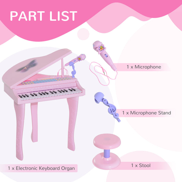 37 Keys Mini Musical Electronic Piano with Mic, Pink 