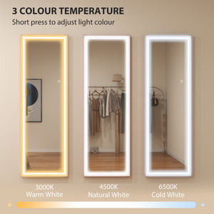 Miroir pleine longueur DEL 64 po avec éclairage réglable et cadre bicolore blanc et rose