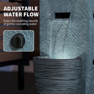 15,000 BTU propane fireplace with LED lighting and fountain, gray 