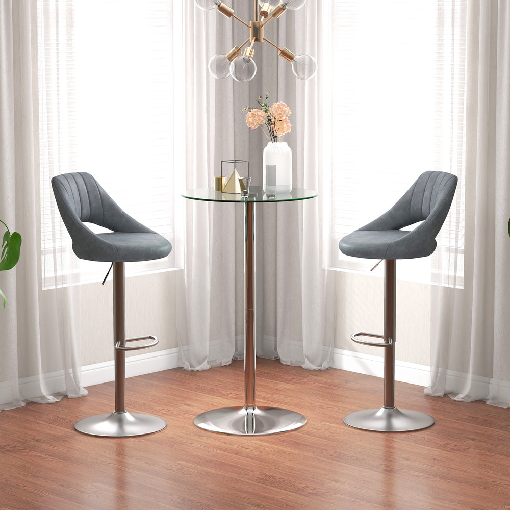 Table de bar haute avec plateau en verre trempé