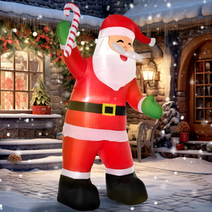 Gonflable de Père Noël avec canne en bonbon, 2,4 m de haut
