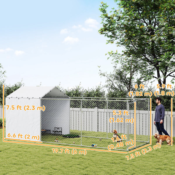 Galvanized steel kennel with waterproof cover