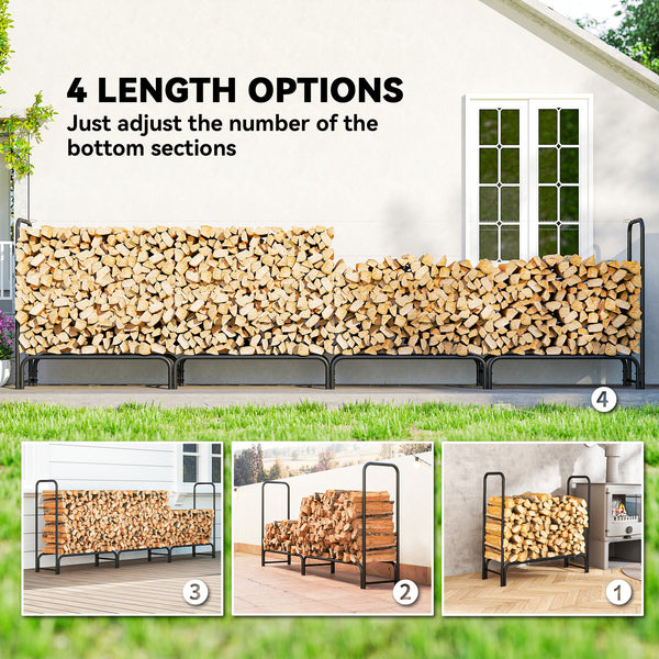 Râtelier à bois avec housse imperméable, support de stockage de bûches de 500 kg