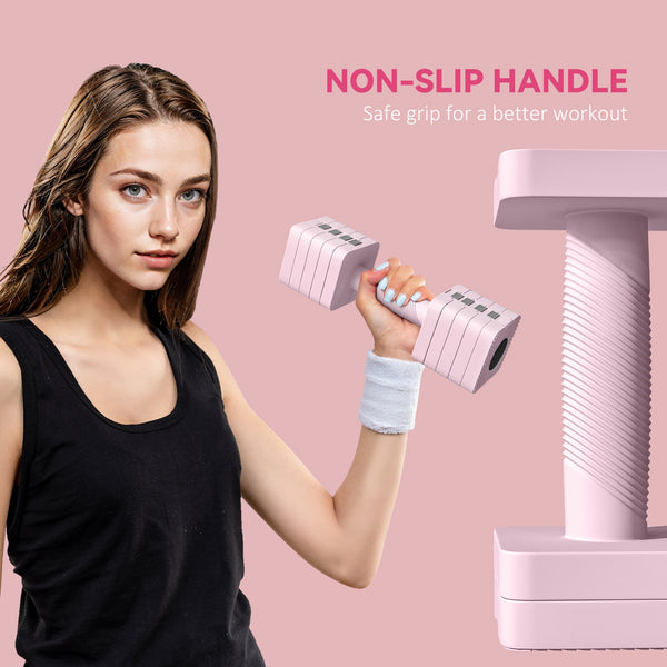 Ensemble de 2 haltères ajustables de 2 à 11 lb avec plaques amovibles – Rose