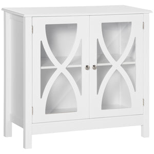 Buffet de cuisine avec porte vitrée, salon, blanc