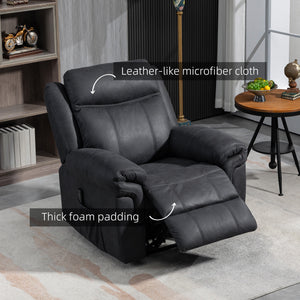 Fauteuil inclinable manuel avec massage par vibrations, poches latérales, fauteuil inclinable en microfibre, noir