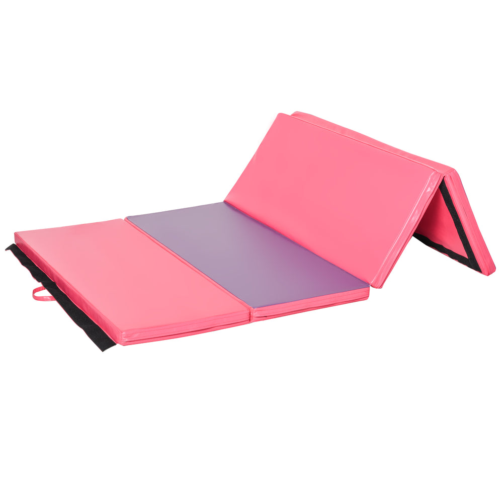 Tapis de gymnastique pliable 4'x6'x2'' avec poignées de transport, rose et violet
