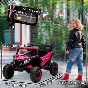 Voiture électrique 12 V avec télécommande, UTV électrique à batterie avec suspension à ressorts, rose
