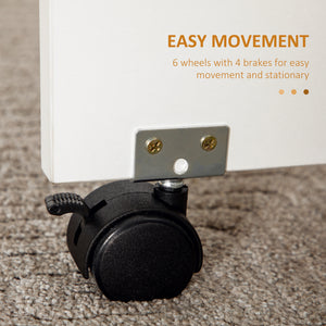 Table de salle à manger pliante avec tiroirs et placard de rangement, blanche