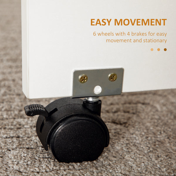 Table de salle à manger pliante avec tiroirs et placard de rangement, blanche