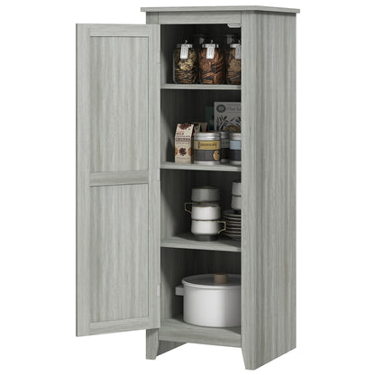 HOMCOM 48" Storage Cabinet with Barn Door, Adjustable Shelves, Gray Wood Grain