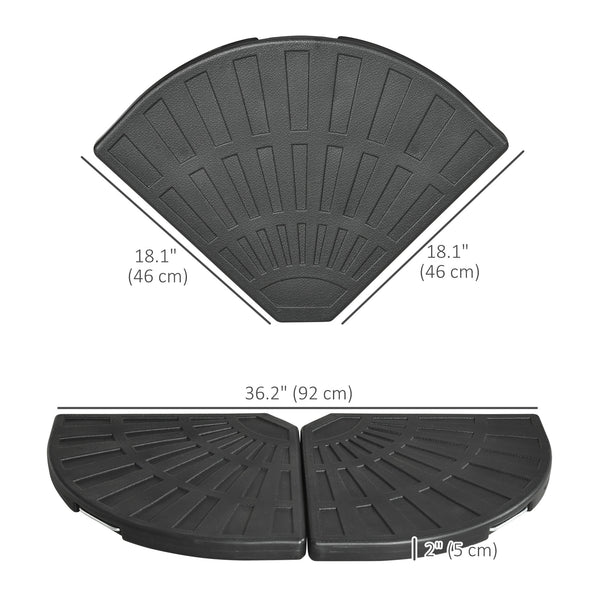 Lot de 2 poids pour parasols déportés avec poignées, noir