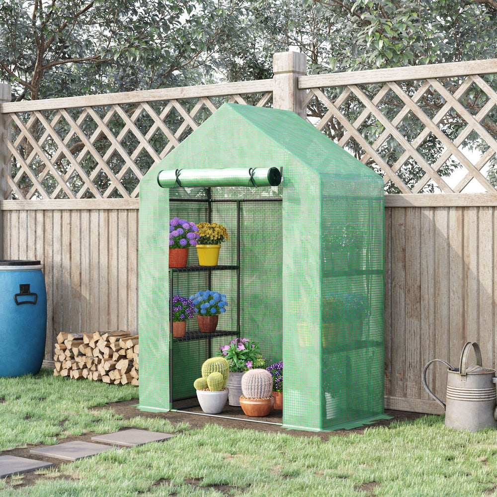 Portable garden greenhouse with 4 shelves