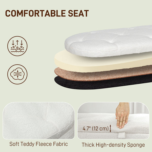 Banc de chambre avec rangement capitonné en polaire, blanc