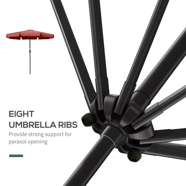 Parasol rond de 8,7 pieds avec inclinaison et manivelle, rouge bordeaux