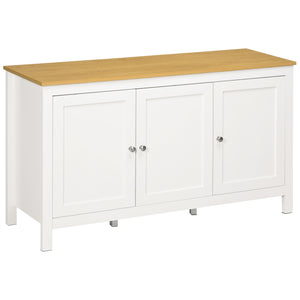 Sideboard with doors and adjustable shelves for living room or entryway, white and natural