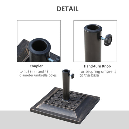 Support de parasol de patio en résine 20 lb avec base revêtue et poteau carré, Bronze