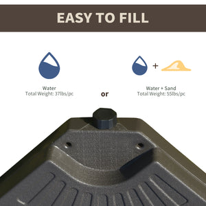 Pied de parasol déporté 4 pièces avec poignées de transport