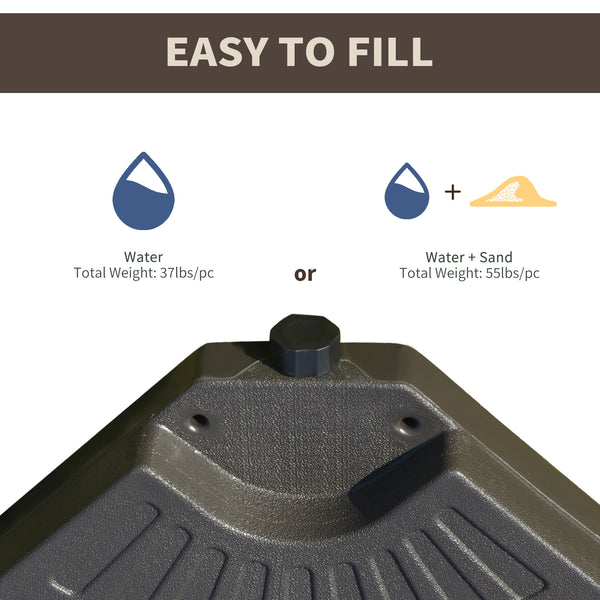 Pied de parasol déporté 4 pièces avec poignées de transport