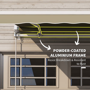 8'x7' Patio Awning Manual Retractable Sun Shade Outdoor Deck Canopy Shelter, Khaki