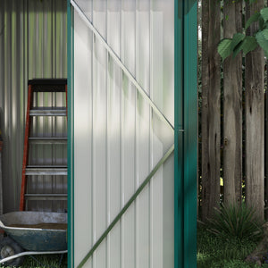 Abri de jardin en acier avec porte verrouillable simple, vert