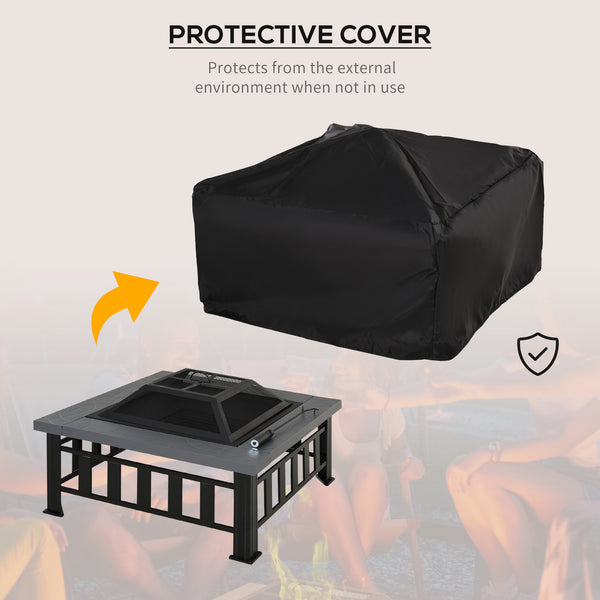 Foyer au bois carré 34" en acier portable avec pare-étincelles, noir