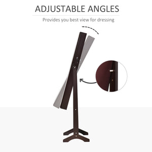 Armoire à bijoux avec miroir, verrouillable, 3 angles réglables, marron
