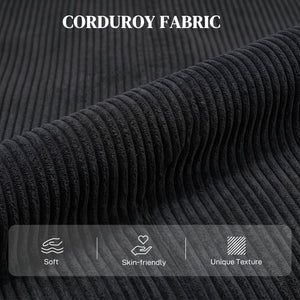 Corduroy Home Theater Seating, Push Back Recliner Chair with Padded Seat for Living Room, Black