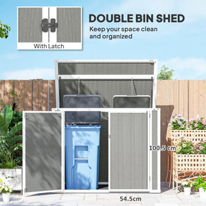 Abri de jardin pour poubelle horizontale extérieure avec couvercle à chaîne, gris