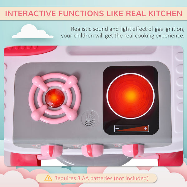 Ensemble de cuisine pour enfants avec son et lumière et 38 accessoires - Rose