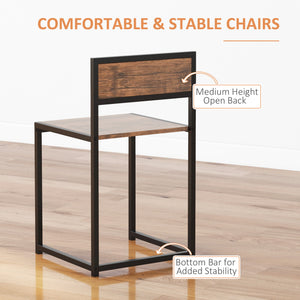 Ensemble table et chaises de salle à manger style industriel, pour 2 personnes, idéal pour les petits espaces.