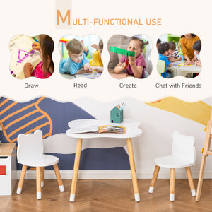 Wooden table and 2 chairs set for children from 1 to 4 years old, white