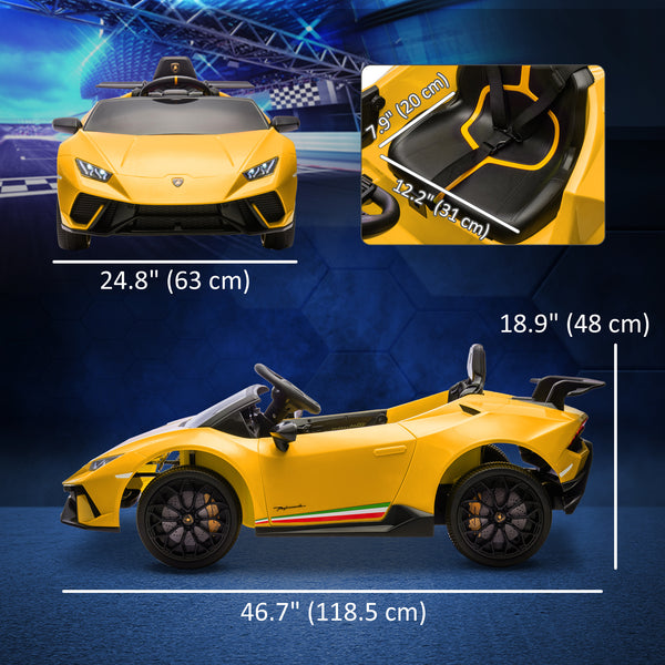 Licensed Lamborghini Huracan 12V with remote control, yellow