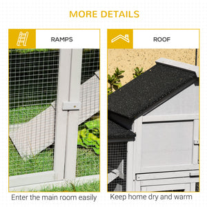 Wooden hutch with double run and sliding ramps