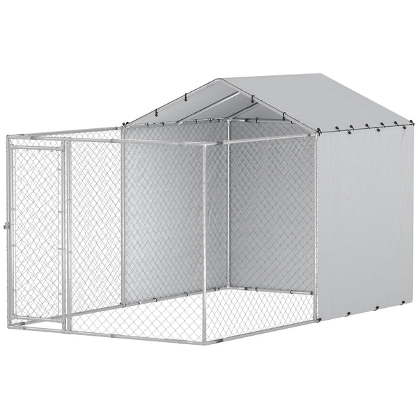 PawHut Galvanized Steel Dog Kennel Outdoor with Waterproof &amp; UV-Resistant Cover for Large Dogs, 13.1' x 7.5' x 7.5' |