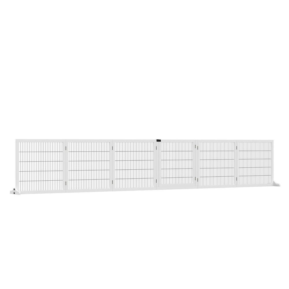 Barrière en bois autoportante avec 2 pieds de support, blanche