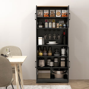 Garde-manger avec rangement pour coupe à vin, noir