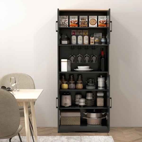 Garde-manger avec rangement pour coupe à vin, noir