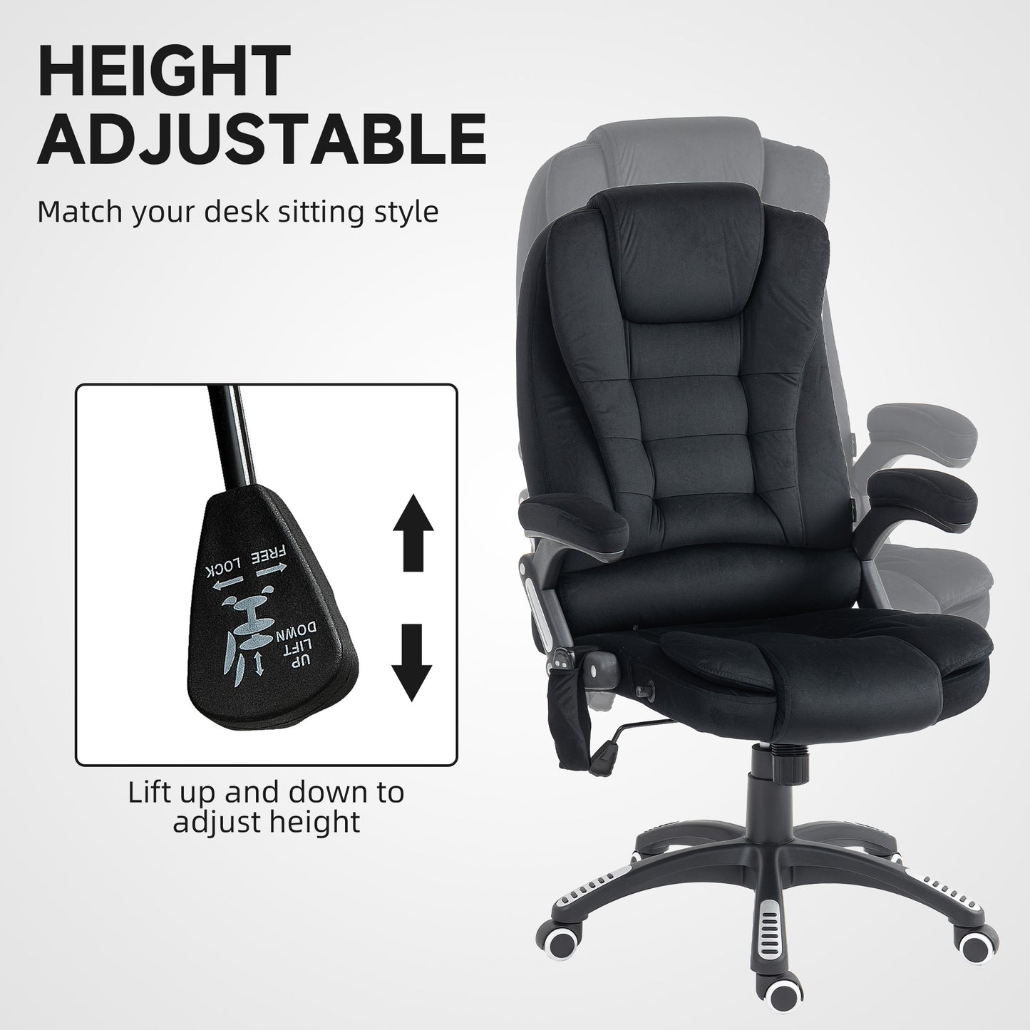 6-point vibrating massage office chair, black