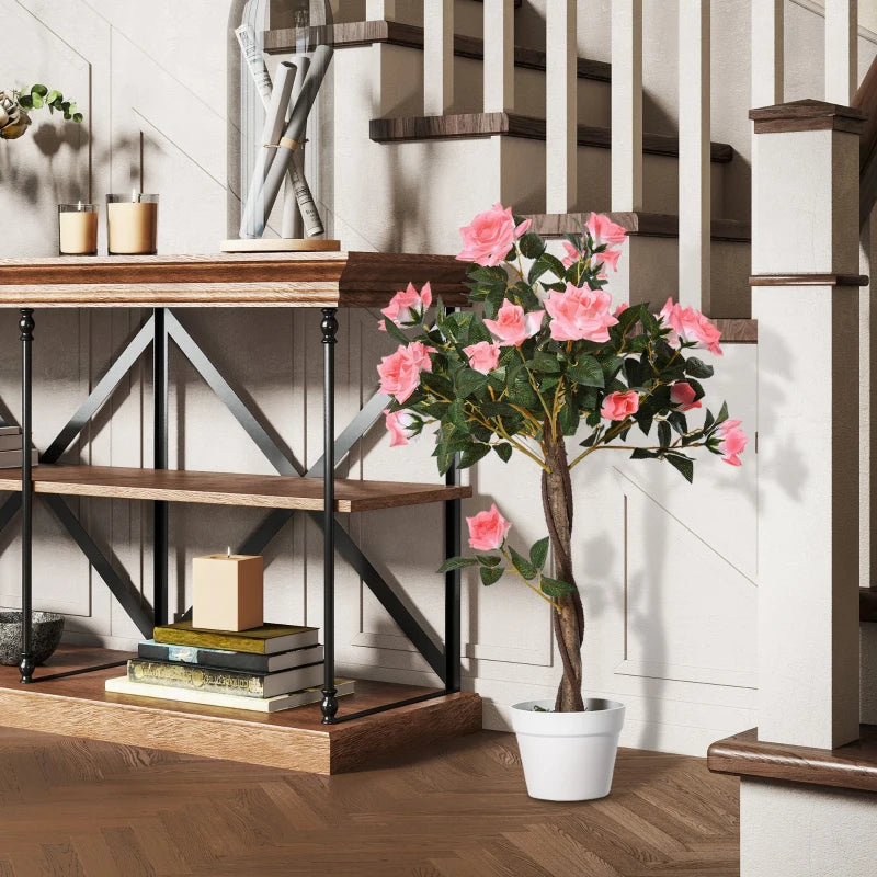 Plante artificielle de 90 cm, rose à fleurs en pot, fausse plante pour la décoration intérieure