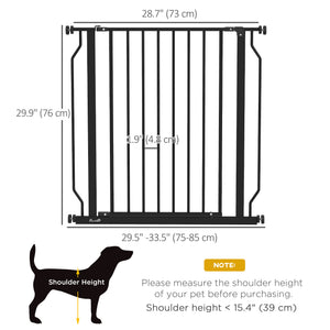 Barrière pour animaux avec porte et double système de verrouillage, noire