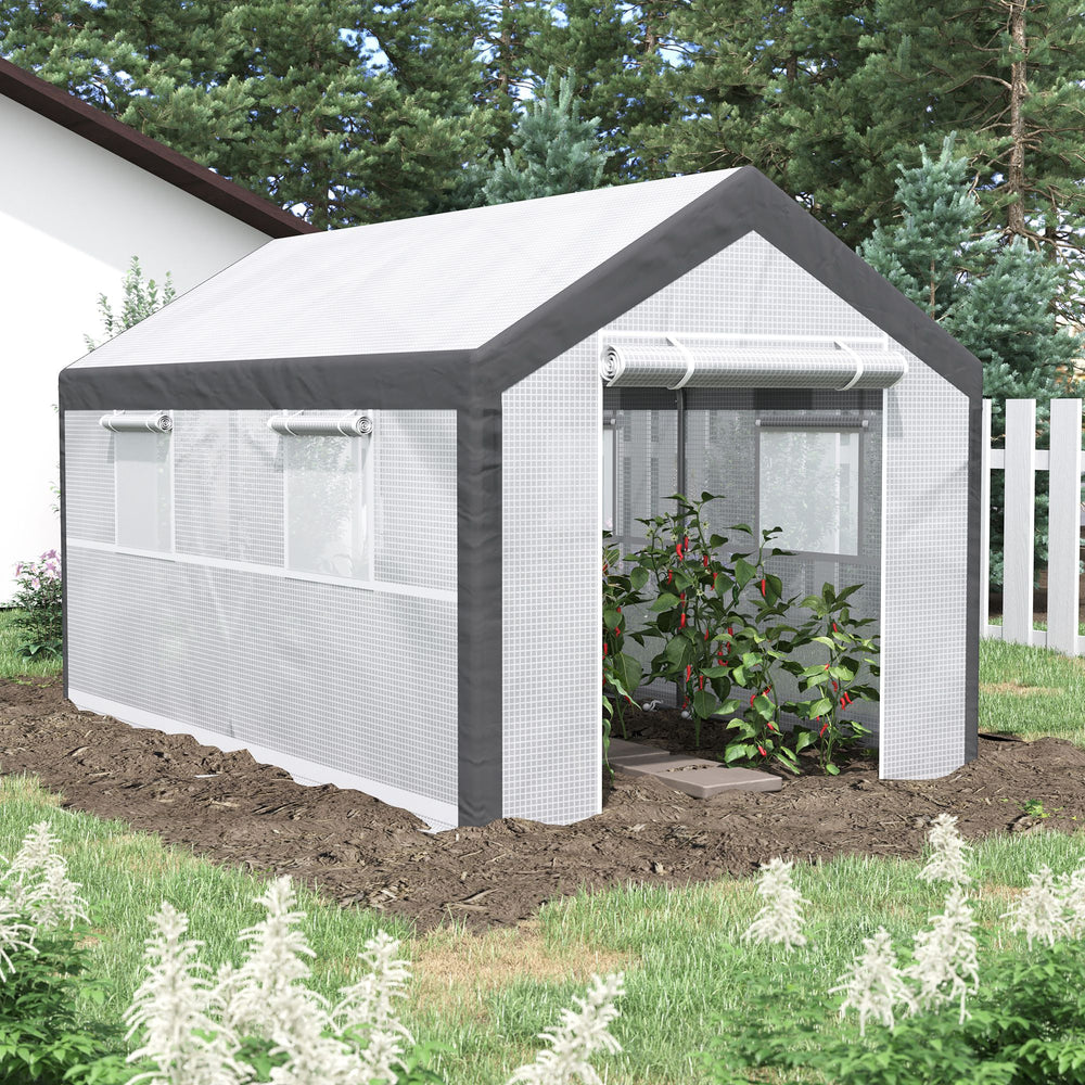 Sturdy, wind-resistant greenhouse with optimal ventilation, white