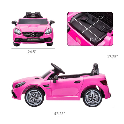 12V car with parental remote control, two motors, musical lights, suspended wheels, for 3 to 6 years old, pink