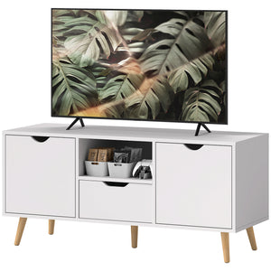 Meuble TV avec rangement pour téléviseur jusqu'à 50 pouces, blanc
