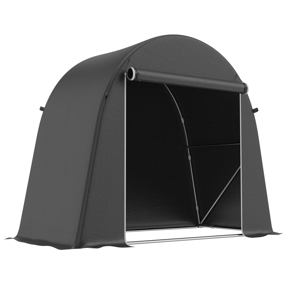 Abri de jardin portable imperméable avec porte zippée enroulable et structure en métal galvanisé