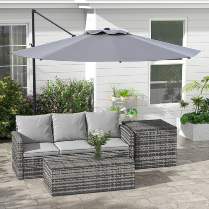 Outsunny Sunshade Sanctuary: 10FT Offset Cantilever Umbrella with 360° Rotating Aluminum Frame, Crank Lift 8 Ribs Cross Base Gray |